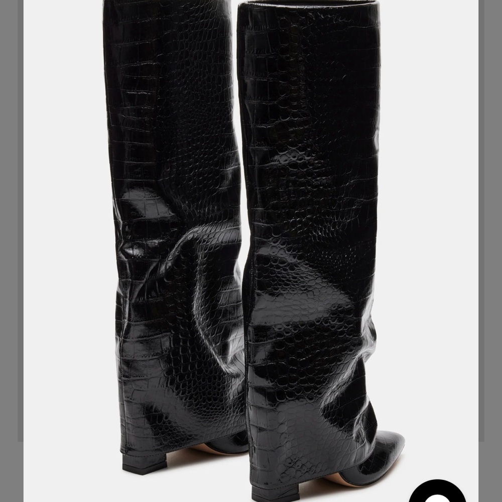 STEVE MADDEN Black crocodile boot thigh high
